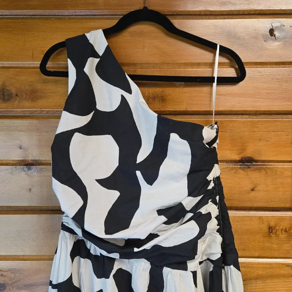 NWOT Abercrombie&Fitch Fiore One Shoulder Maxi CutOut High Slit Dress Pockets L